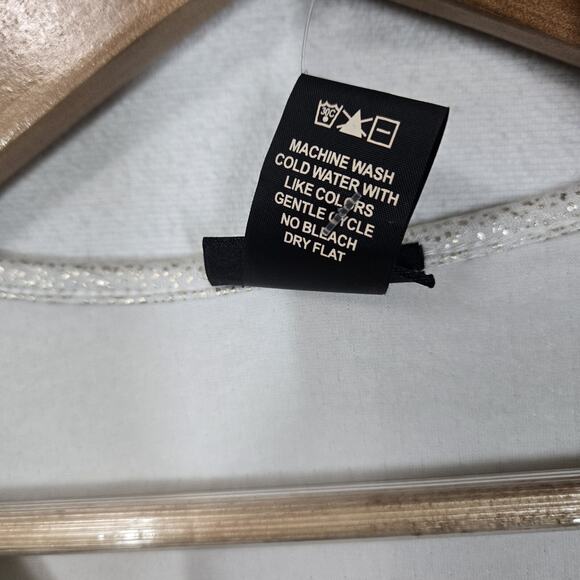 VTG Rue21 Top L White Metallic Gold Sparkle Pearls Rhinestones McBling Evening - Picture 10 of 13